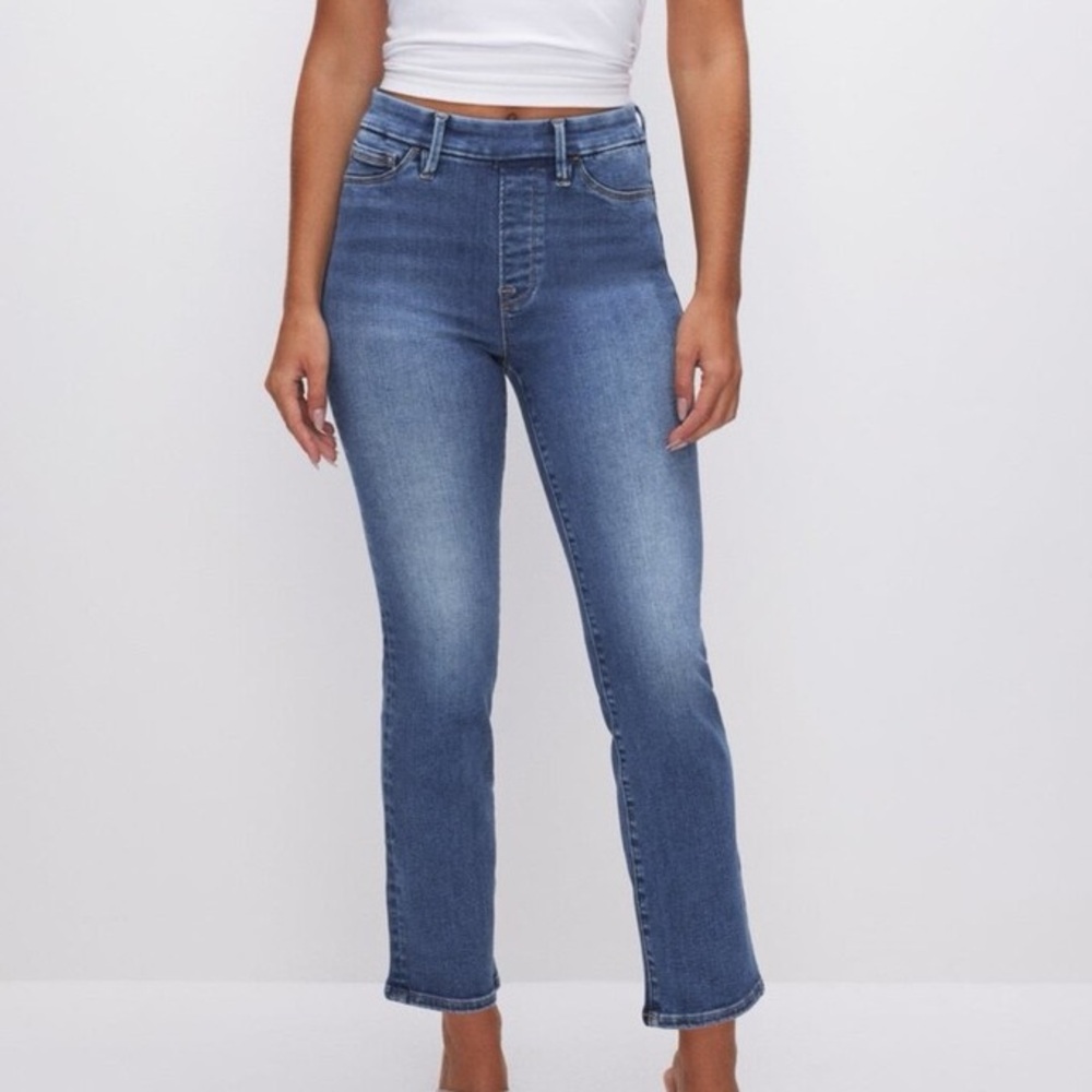 NWT Good American Blue Flare Wide Leg Jeans
